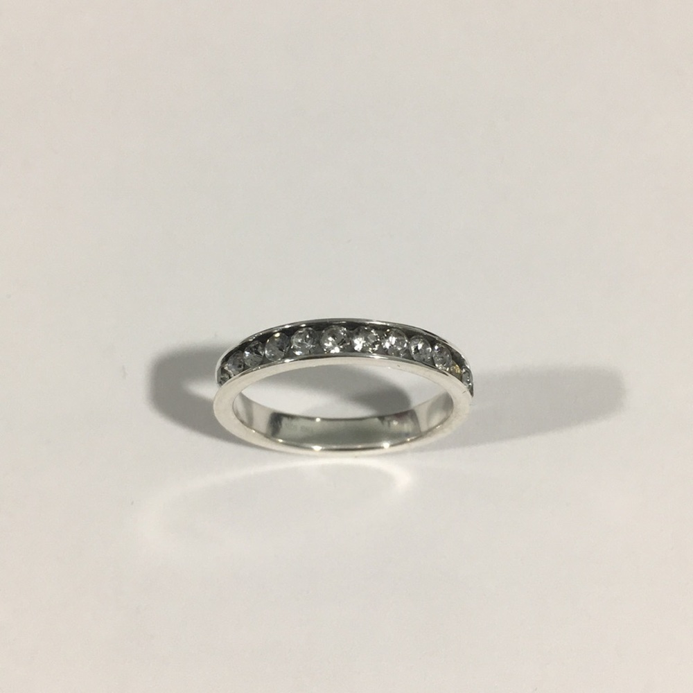 Silver 925 Eternity Wedding Band Ring With cz